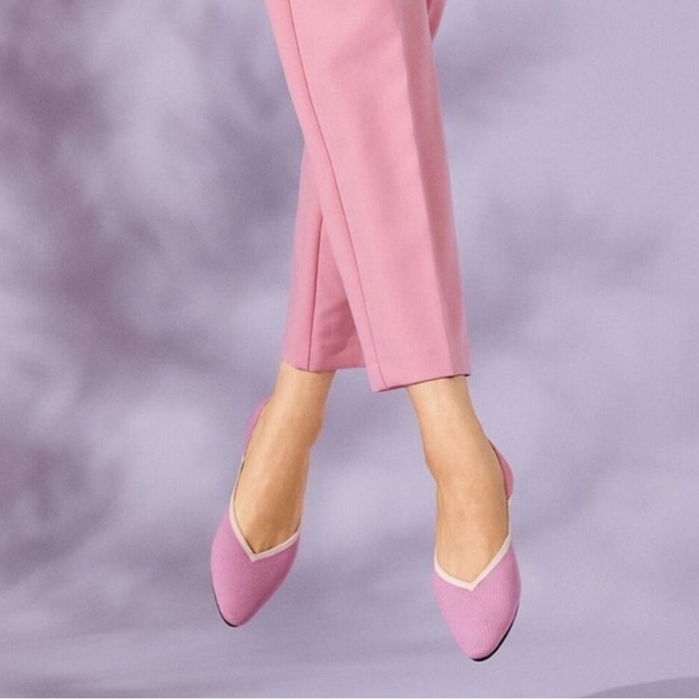 Vivaia Pointed Toe V-Cut Flats Ash Rose Pink Ballet Shoes Size 38.5